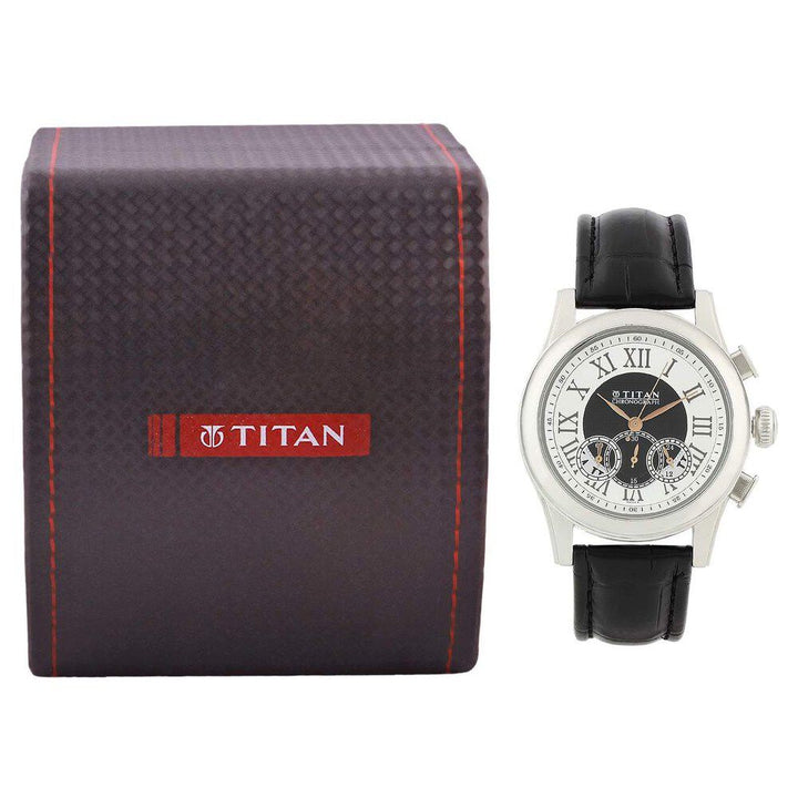 Titan Quartz Chronograph Silver Dial Watch for Men-NE1562SL01