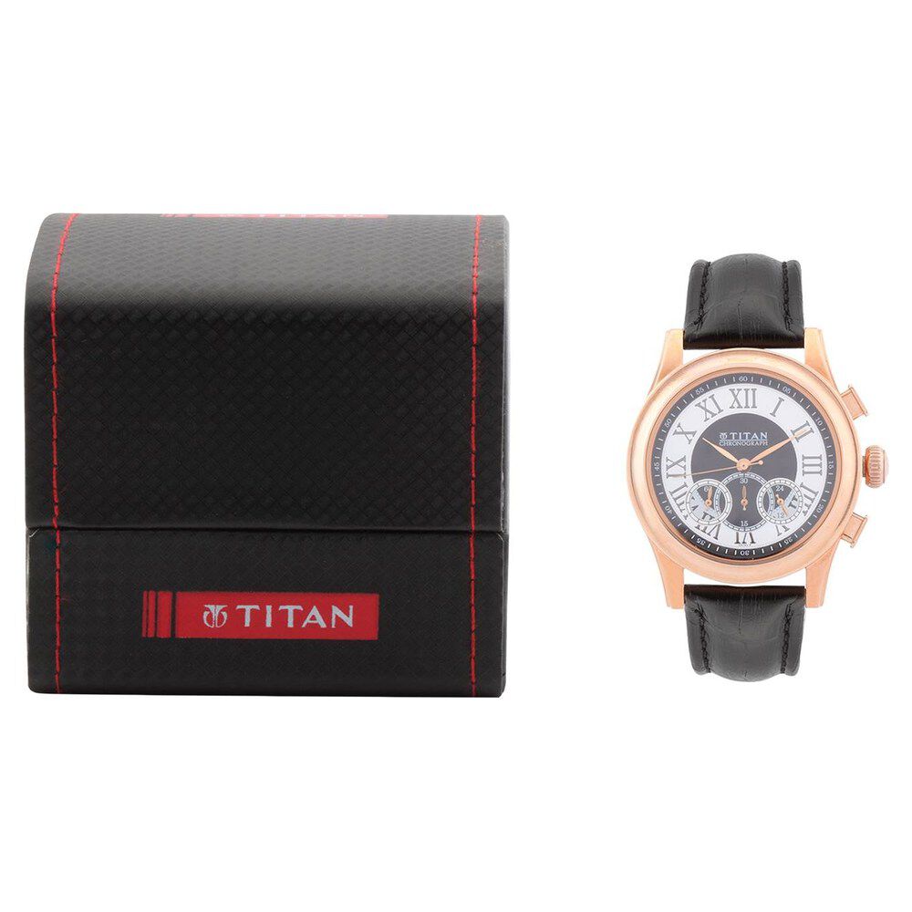 Titan Classic Black Dial Chronograph Leather Strap watch for Men-ND1562WL01