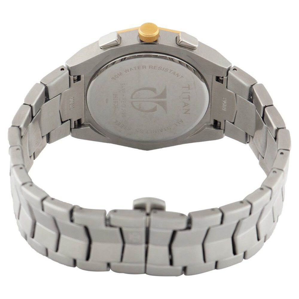 Titan Quartz Chronograph Silver Dial Stainless Steel Strap Watch for Men-NE1563BM02