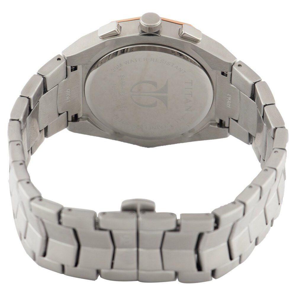 Titan Quartz Chronograph Silver Dial Stainless Steel Strap Watch for Men-NE1563KM03