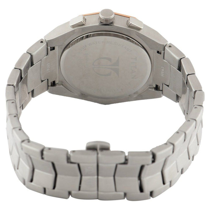 Titan Quartz Chronograph Silver Dial Stainless Steel Strap Watch for Men-NE1563KM03