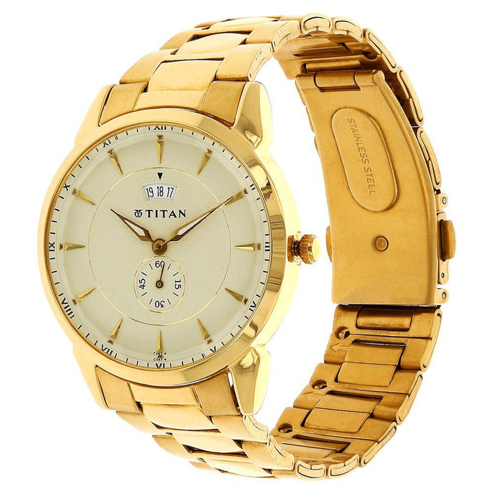 Titan Quartz Analog Silver Dial Stainless Steel Strap Watch for Men-NC1566BM01