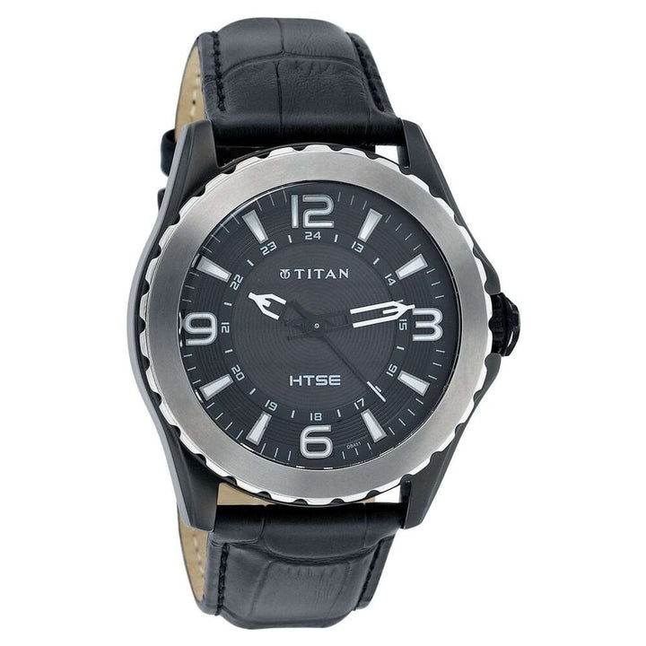 Titan Solar Powered Black Dial Stainless Steel Strap Watch for Men-1572KL01