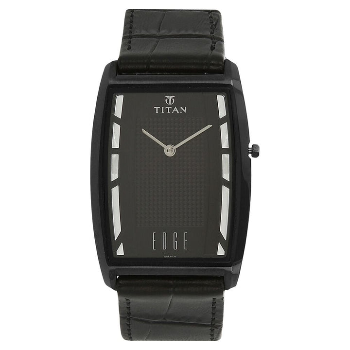 Titan Quartz Analog Black Dial Leather Strap Watch for Men-NH1575QL01