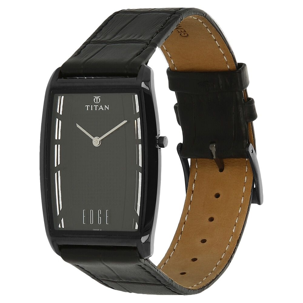 Titan Quartz Analog Black Dial Leather Strap Watch for Men-NH1575QL01