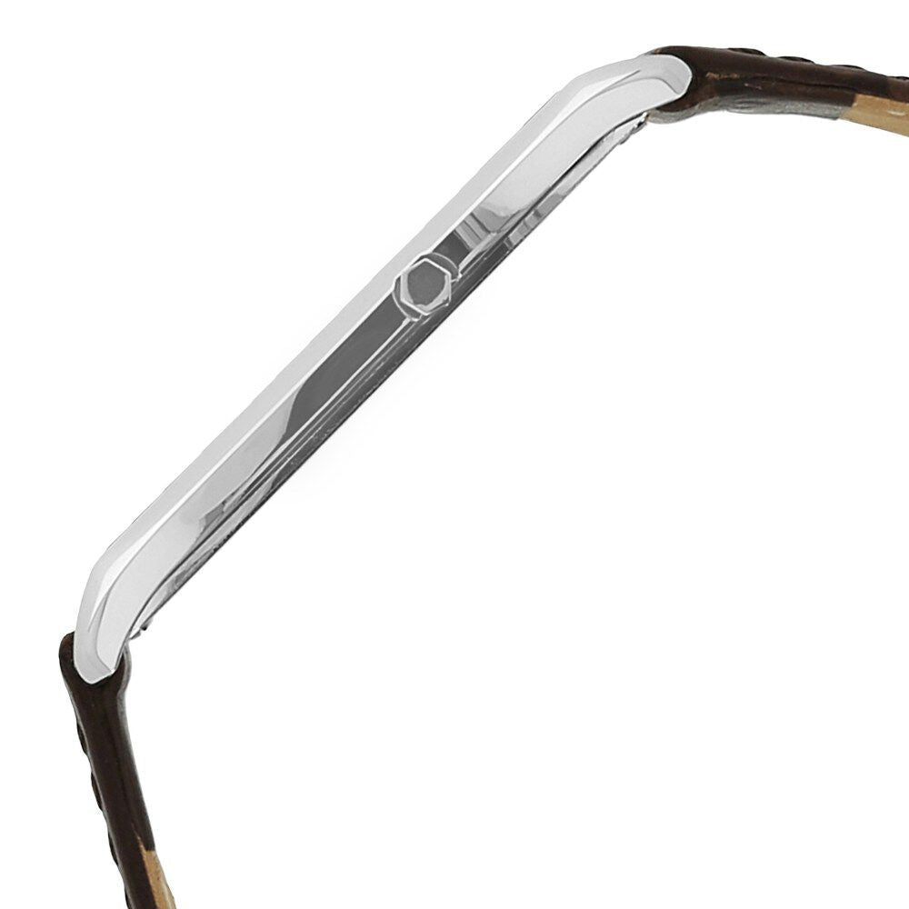 Titan Edge SilverTonneau Dial Analog Leather Strap Watch for Men-NH1575SL01