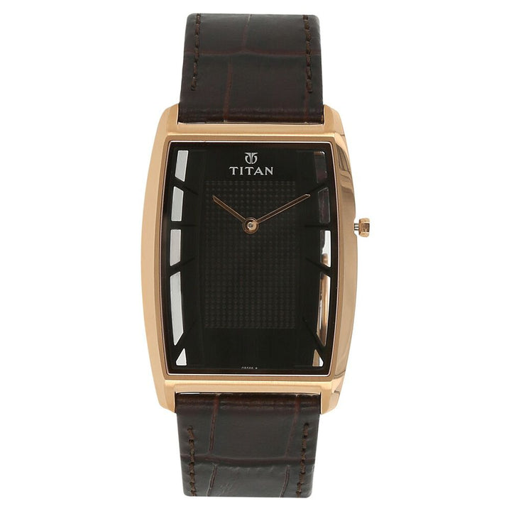 Titan Quartz Analog Black Dial Leather Strap Watch for Men-NH1575WL01