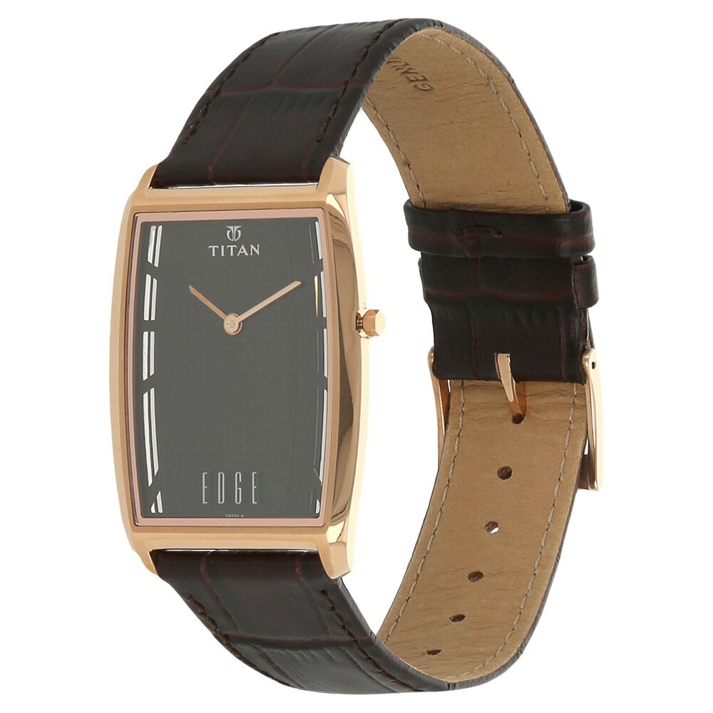 Titan Quartz Analog Black Dial Leather Strap Watch for Men-NH1575WL01