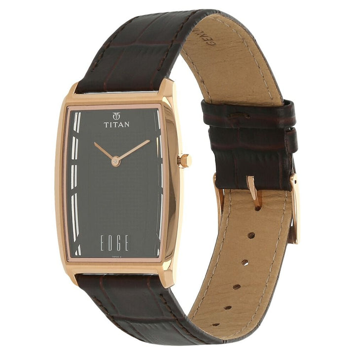 Titan Quartz Analog Black Dial Leather Strap Watch for Men-NH1575WL01