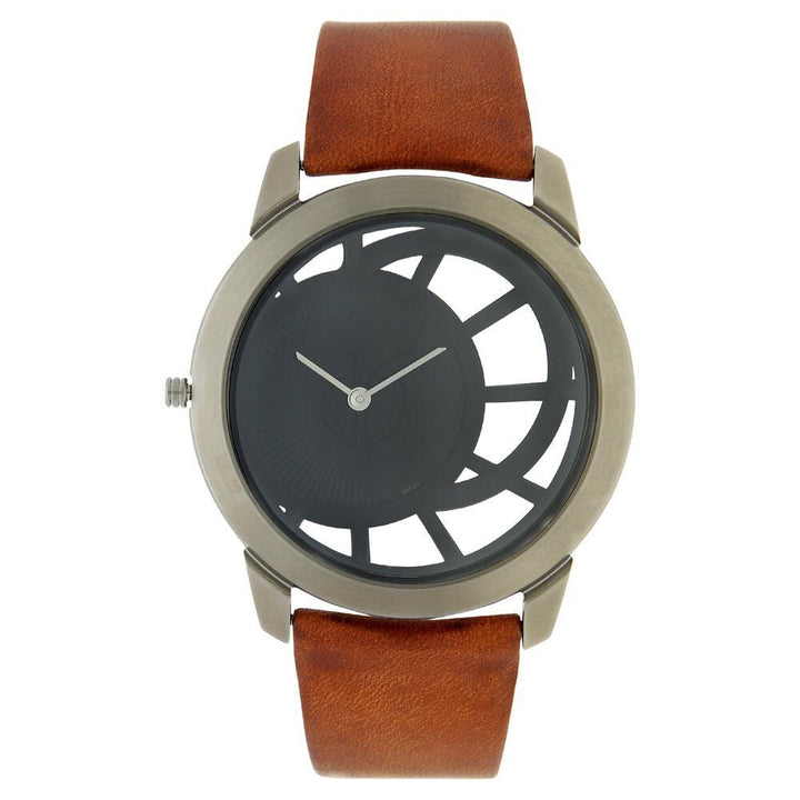 Titan Quartz Analog Black Dial Leather Strap Watch for Men-NS1576TL01