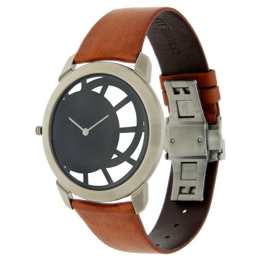 Titan Quartz Analog Black Dial Leather Strap Watch for Men-NS1576TL01