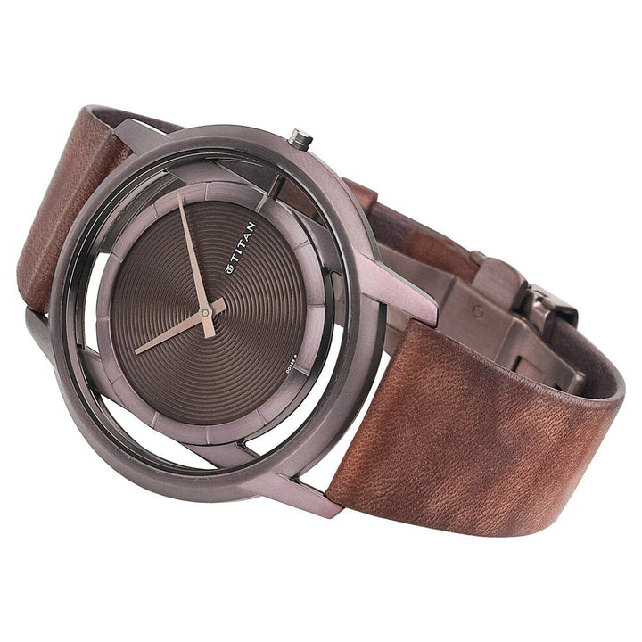 Titan Edge Brown Dial Analog Stainless Steel Strap Watch for Men-1577QL01