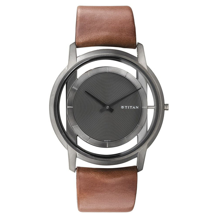 Titan Edge Anthracite Dial Analog Leather Strap watch for Men-1577TL02