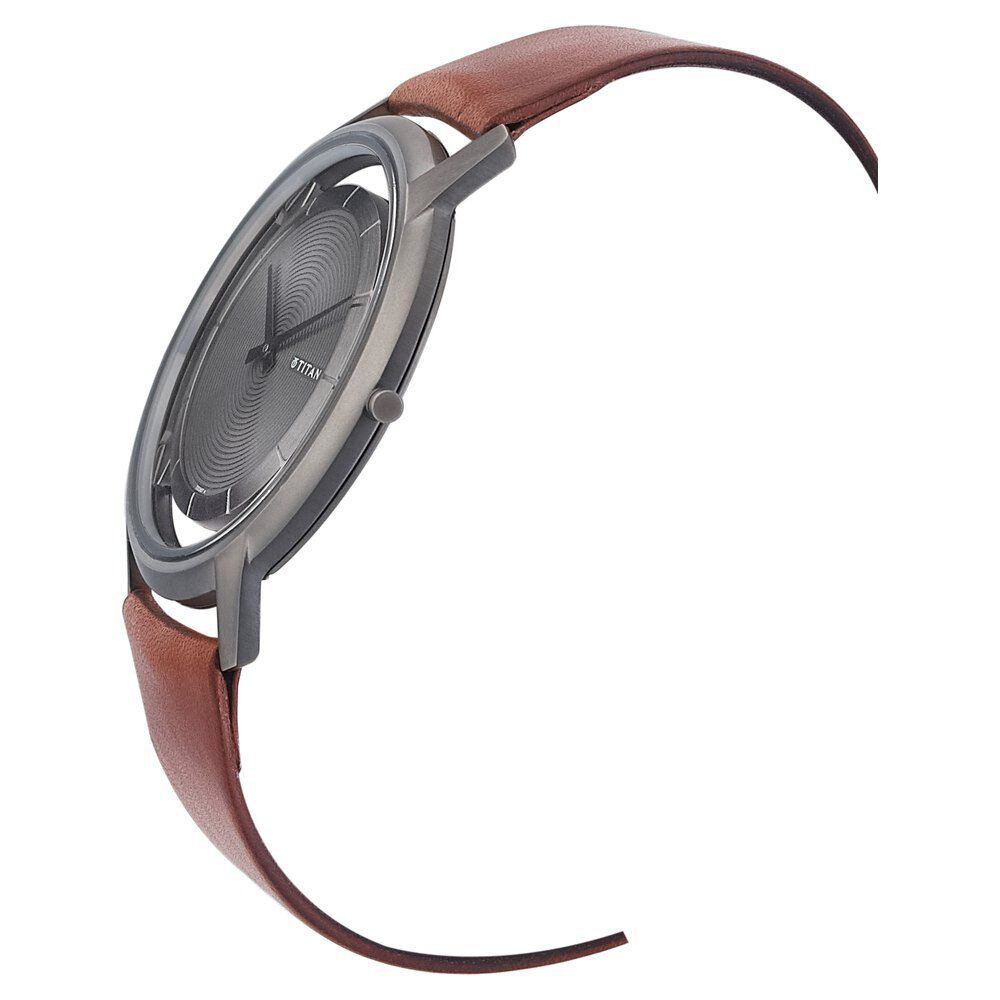 Titan Edge Anthracite Dial Analog Leather Strap watch for Men-1577TL02