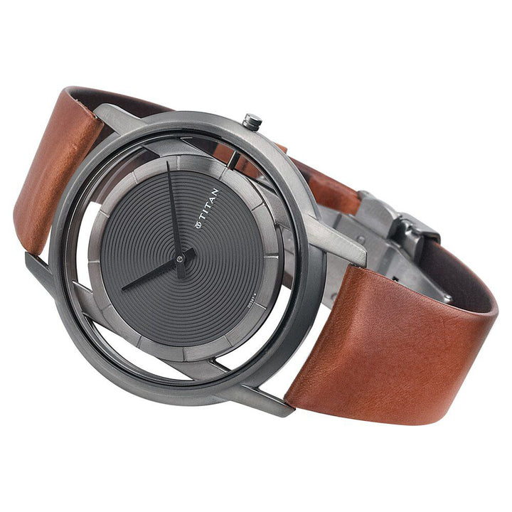 Titan Edge Anthracite Dial Analog Leather Strap watch for Men-1577TL02