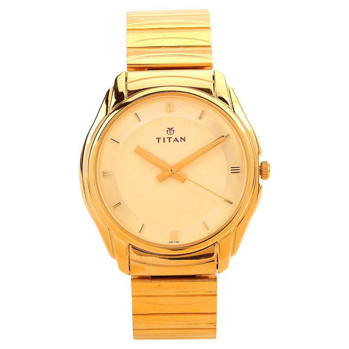 Titan Analog Golden Dial Metal Strap watch for Men-NE1578YM02C