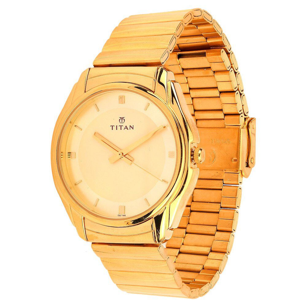 Titan Analog Golden Dial Metal Strap watch for Men-NE1578YM02C