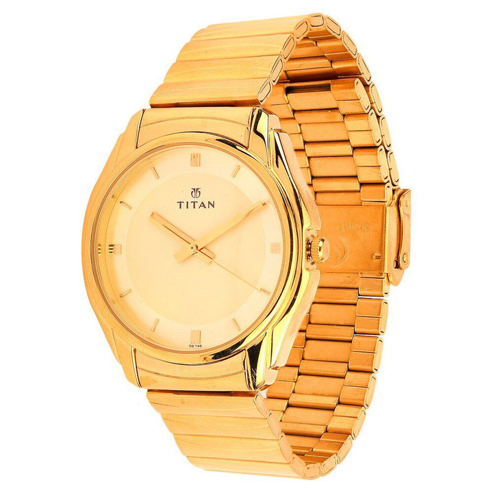 Titan Analog Golden Dial Metal Strap watch for Men-NE1578YM02C