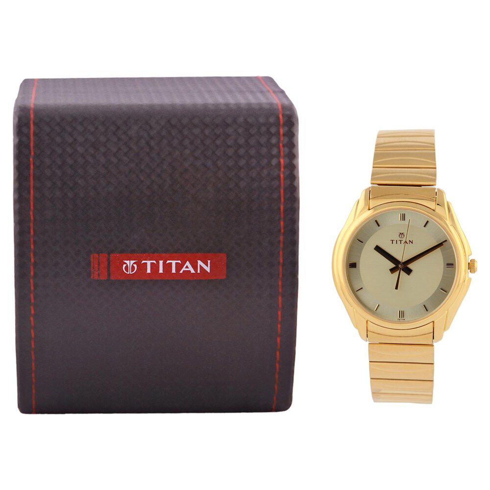 Titan Analog Golden Dial Metal Strap watch for Men-NE1578YM02C
