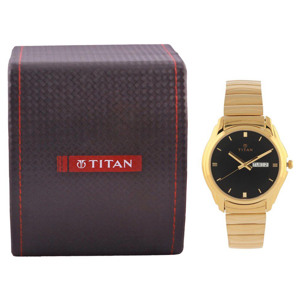 Titan Quartz Analog with Day and Date Black Dial Watch for Men-NE1578YM06