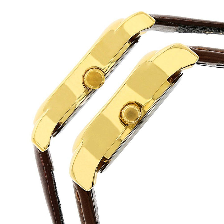 Titan Quartz Analog with Day and Date Champagne Dial Leather Strap Watch for Couple - The Watch Factory ®