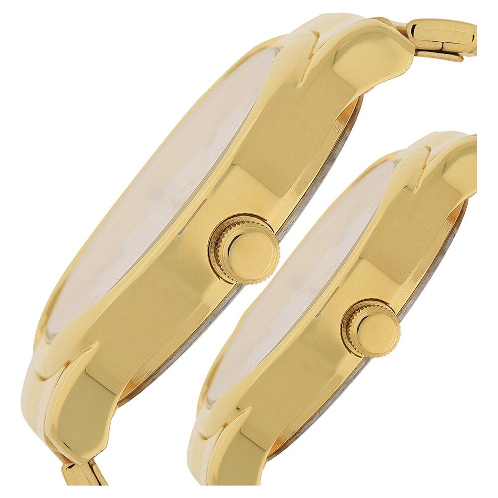 Titan Quartz Analog with Day and Date White Dial Metal Strap Watch for Couple - The Watch Factory ®