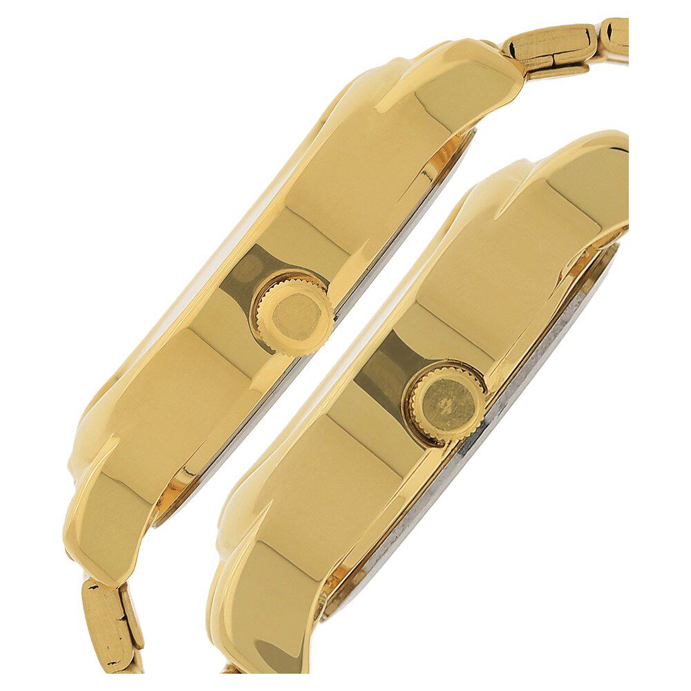 Titan Bandhan Champagne Dial Analog with Day and Date Stainless Steel Strap watch for Couple - The Watch Factory ®