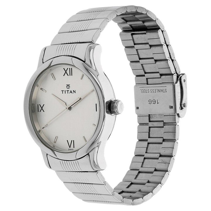 Titan Analog Silver Dial Quartz Stainless Steel Strap watch for Men-NN1580SM01