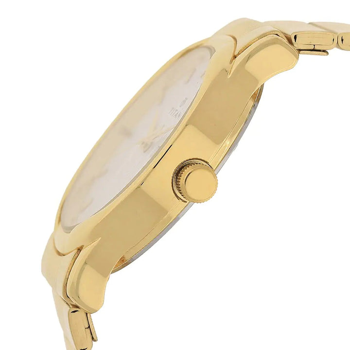 TITAN Silver Dial Golden Stainless Steel Strap Watch NN1580YM04 (DB807A)