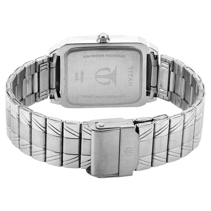 Titan Quartz Analog with Day and Date Black Dial Stainless Steel Strap Watch for Men-NF1581SM04