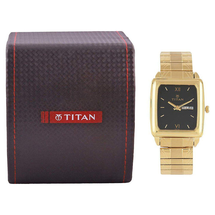 Titan Quartz Analog with Day and Date Black Dial Watch for Men-NE1581YM06