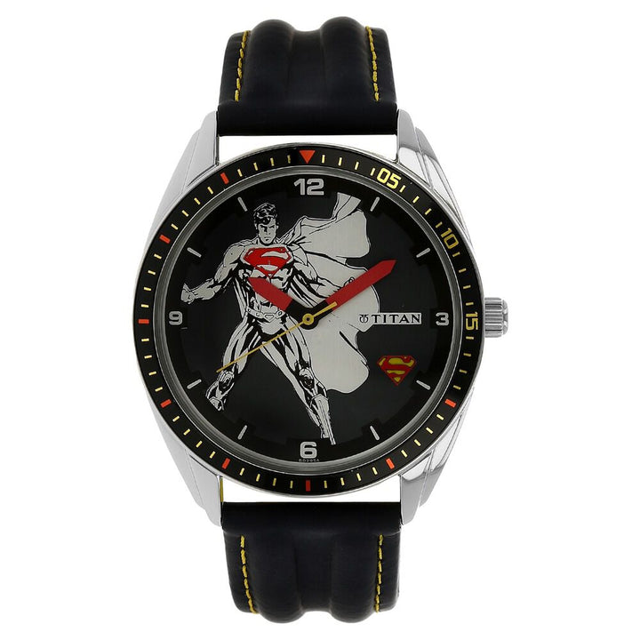 Titan Youth Black Dial Analog Leather Strap watch for Men-1582KL05