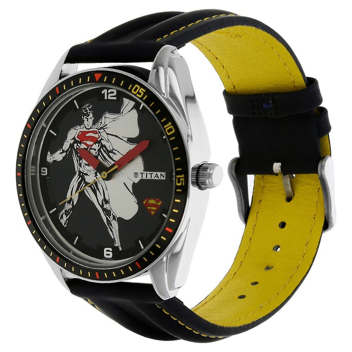 Titan Youth Black Dial Analog Leather Strap watch for Men-1582KL05