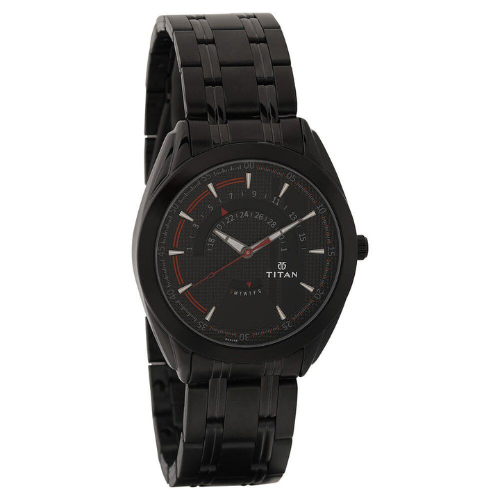 Titan Purple Black Dial Analog with Date Metal Strap Watch for Men-NJ1582NM01