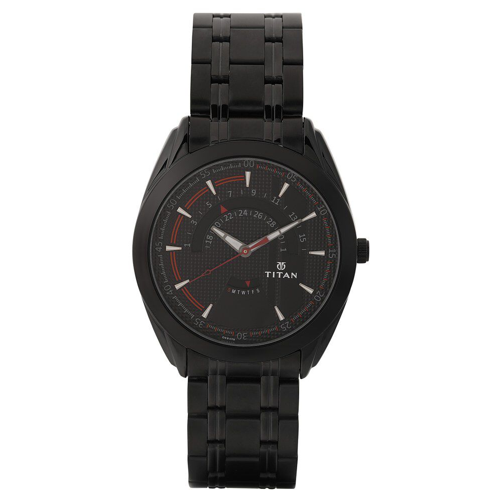 Titan Purple Black Dial Analog with Date Metal Strap Watch for Men-NJ1582NM01