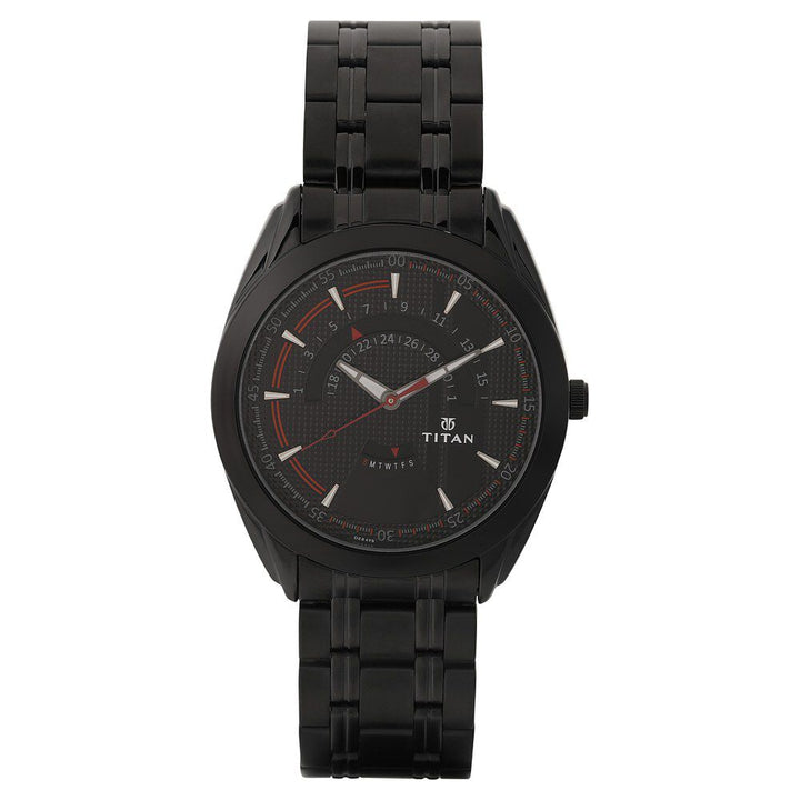 Titan Purple Black Dial Analog with Date Metal Strap Watch for Men-NJ1582NM01