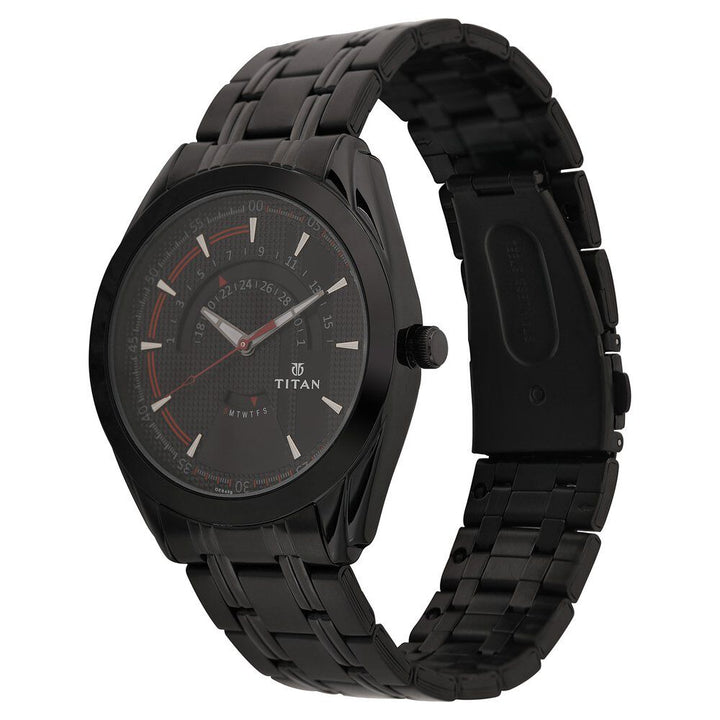 Titan Purple Black Dial Analog with Date Metal Strap Watch for Men-NJ1582NM01