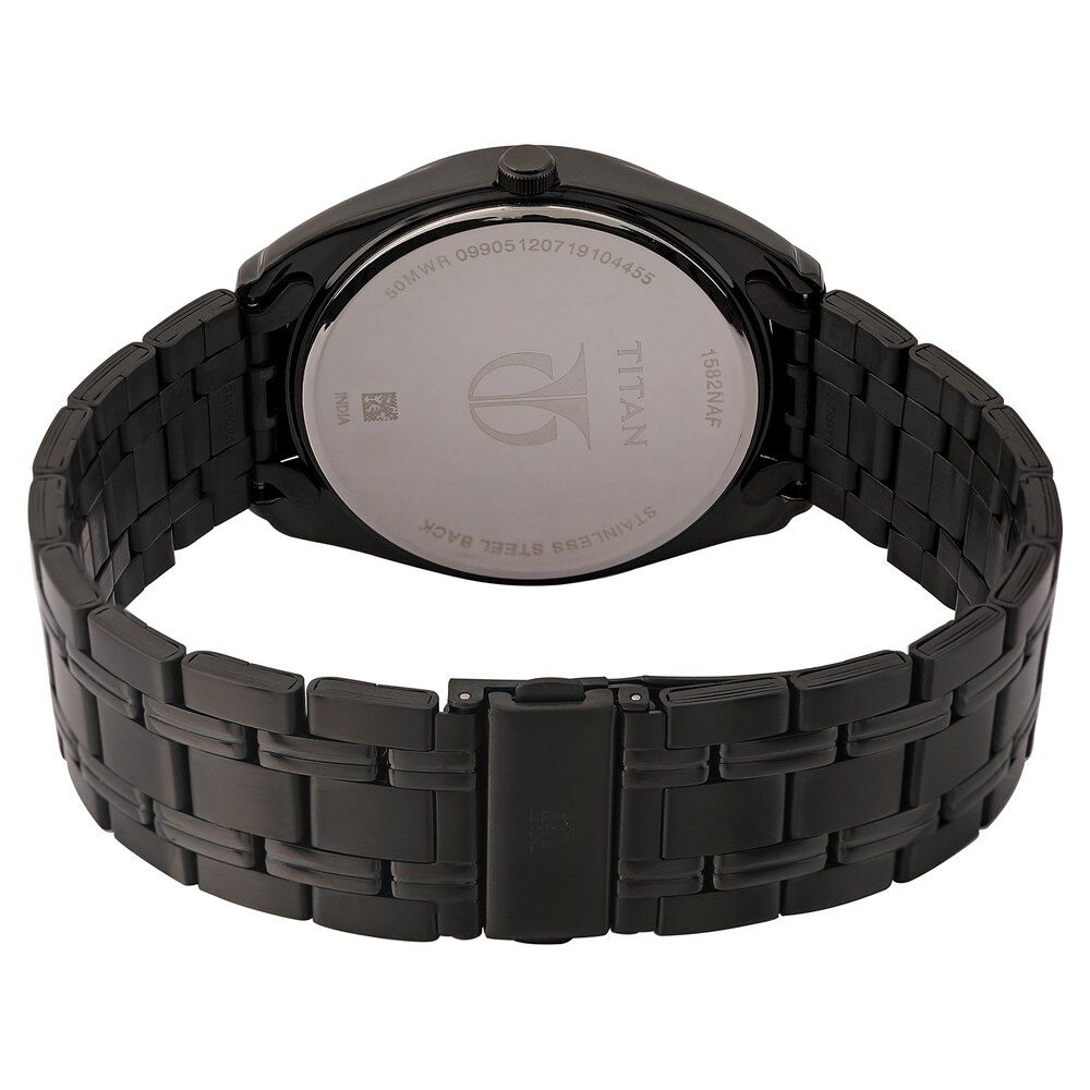 Titan Purple Black Dial Analog with Date Metal Strap Watch for Men-NJ1582NM01