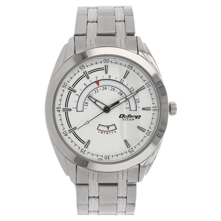 Titan Quartz Analog with Date Silver Dial Stainless Steel Strap Watch for Men-1582SM01