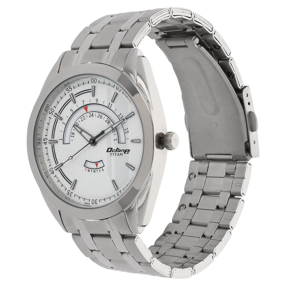 Titan Quartz Analog with Date Silver Dial Stainless Steel Strap Watch for Men-1582SM01
