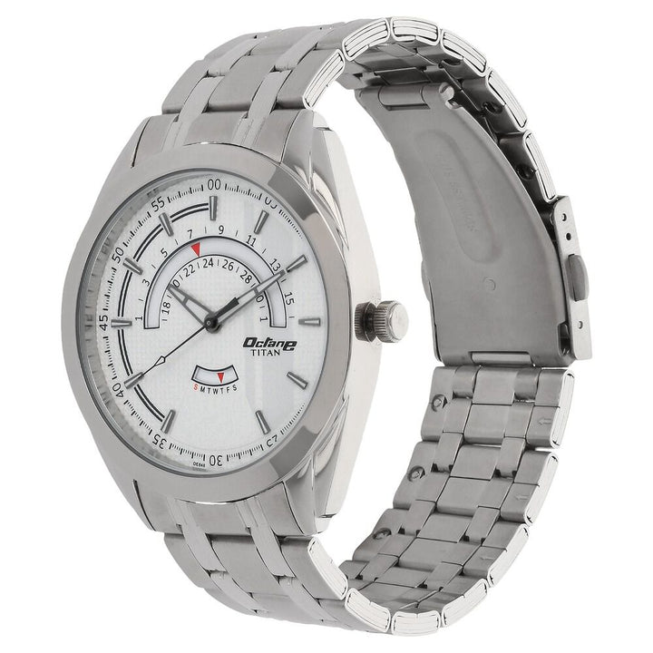 Titan Quartz Analog with Date Silver Dial Stainless Steel Strap Watch for Men-1582SM01