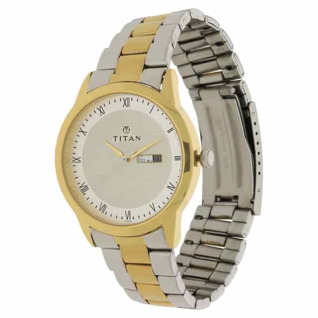 Titan Champagne Dial Two Toned Stainless Steel Strap Watch NP1584BM02