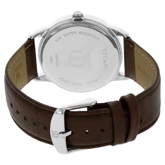 Titan Silver Dial Brown Leather Strap Watch NP1584SL03