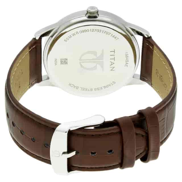 Titan Brown Dial Brown Leather Strap Watch NP1584SL04