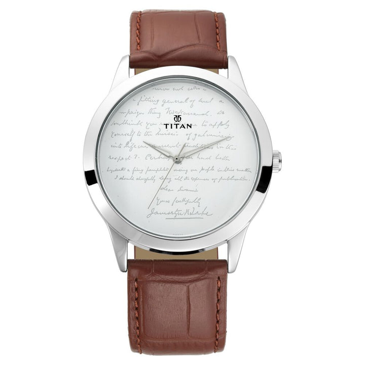 Titan Tata 150 Limited Ed White Dial Analog Leather Strap watch for Men-1584SL05