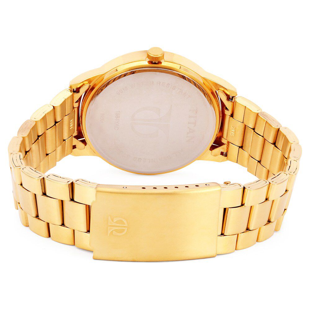 Titan Quartz Analog with Day and Date Black Dial Stainless Steel Strap Watch for Men-NF1584YM03