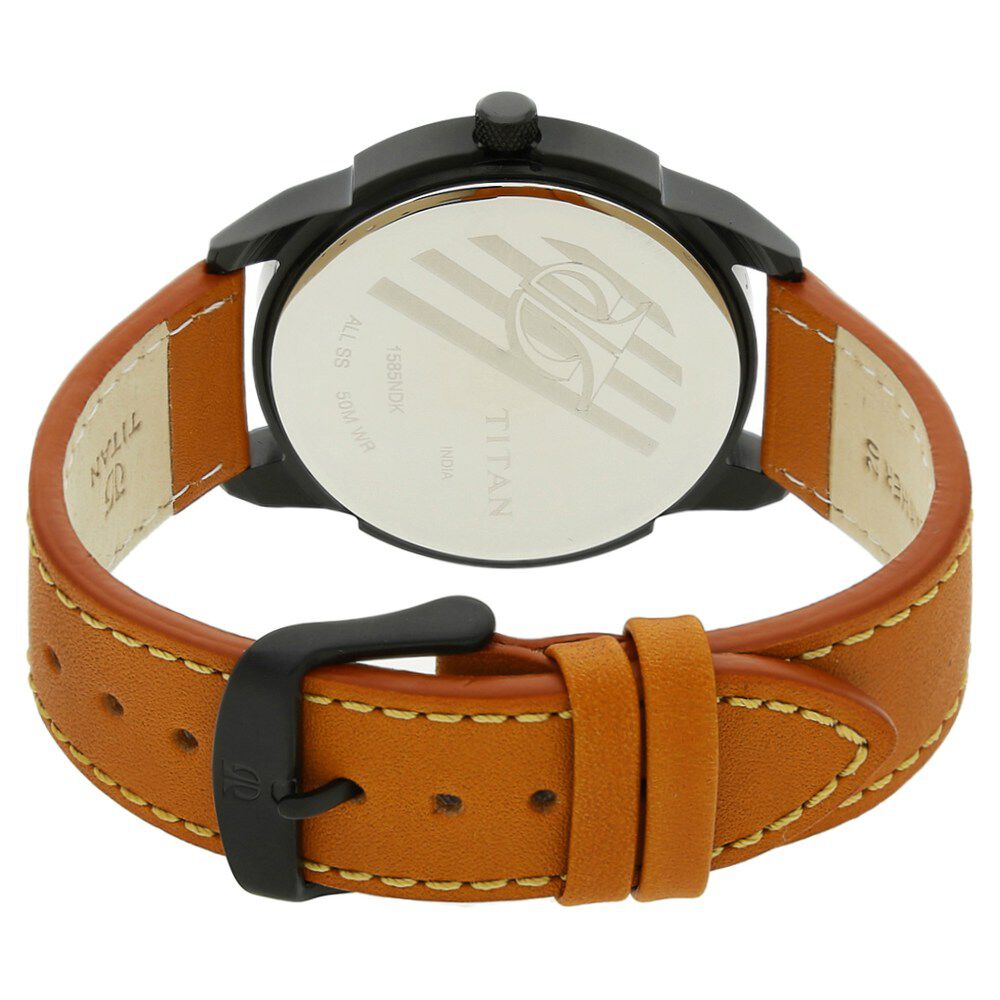Titan Quartz Analog Black Dial Leather Strap Watch for Men NS1585NL02