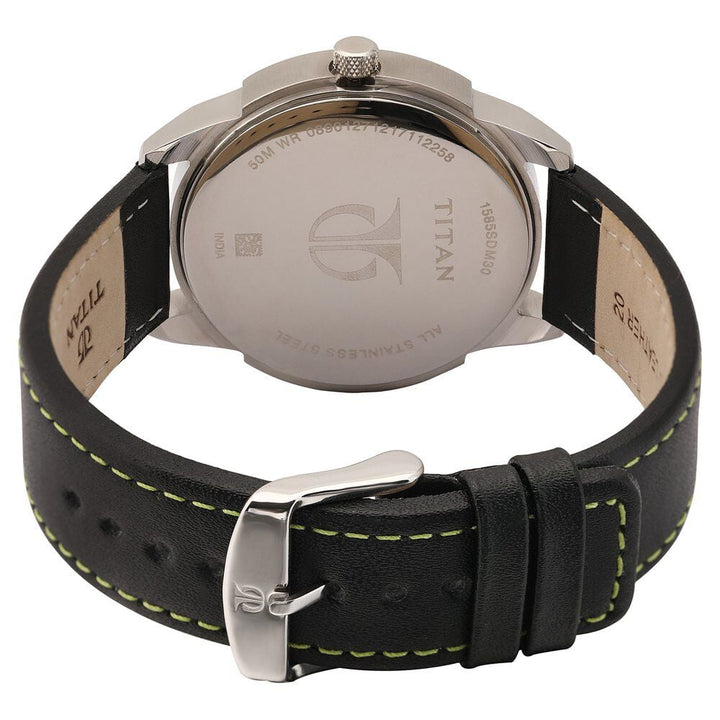 Titan Analog Anthracite Dial Date Leather Strap watch for Men-NS1585SL10