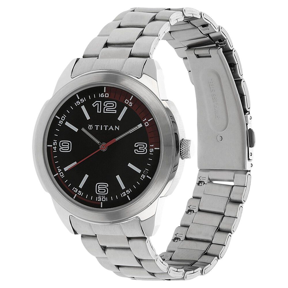 Titan Black Dial Analog Stainless Steel Strap watch for Men-NN1585SM02