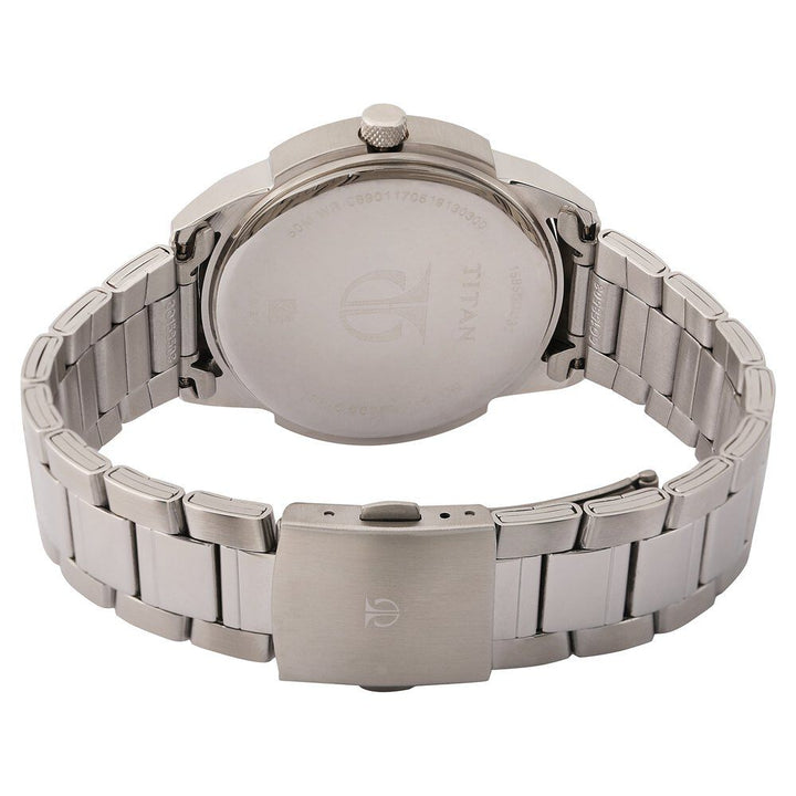 Titan Quartz Analog with Date White Dial Stainless Steel Strap Watch for Men-NN1585SM06
